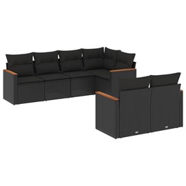 Maison exclusive - salon de jardin 7 pcs avec coussins noir résine tressée