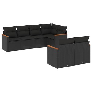 Maison exclusive - salon de jardin 7 pcs avec coussins noir résine tressée