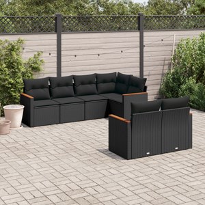 Maison exclusive - salon de jardin 7 pcs avec coussins noir résine tressée