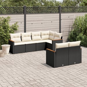 Maison exclusive - salon de jardin 7 pcs avec coussins noir résine tressée