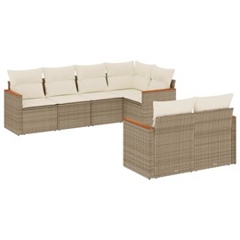 Maison exclusive - salon de jardin avec coussins 7 pcs beige résine tressée