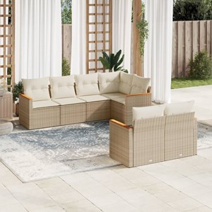 Maison exclusive - salon de jardin avec coussins 7 pcs beige résine tressée