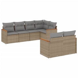 Maison exclusive - salon de jardin avec coussins 7 pcs beige résine tressée