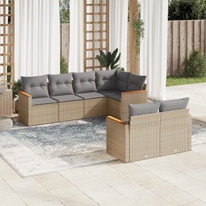 Maison exclusive - salon de jardin avec coussins 7 pcs beige résine tressée