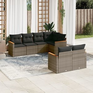 Maison exclusive - salon de jardin avec coussins 7 pcs gris résine tressée