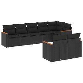Maison exclusive - salon de jardin 8 pcs avec coussins noir résine tressée