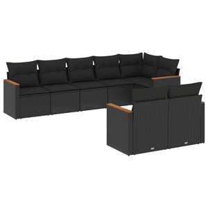 Maison exclusive - salon de jardin 8 pcs avec coussins noir résine tressée