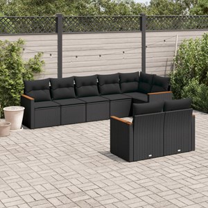 Maison exclusive - salon de jardin 8 pcs avec coussins noir résine tressée
