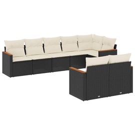 Maison exclusive - salon de jardin 8 pcs avec coussins noir résine tressée