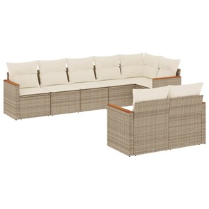 Maison exclusive - salon de jardin avec coussins 8 pcs beige résine tressée