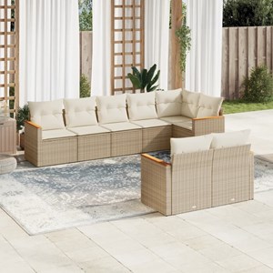 Maison exclusive - salon de jardin avec coussins 8 pcs beige résine tressée