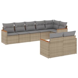Maison exclusive - salon de jardin avec coussins 8 pcs beige résine tressée