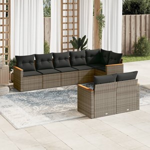 Maison exclusive - salon de jardin 8 pcs avec coussins gris résine tressée