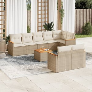 Maison exclusive - salon de jardin avec coussins 9 pcs beige résine tressée