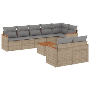 Maison exclusive - salon de jardin avec coussins 9 pcs beige résine tressée