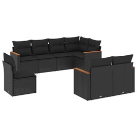 Maison exclusive - salon de jardin 8 pcs avec coussins noir résine tressée