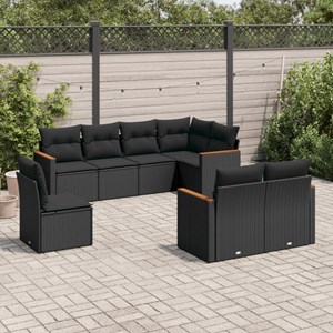 Maison exclusive - salon de jardin 8 pcs avec coussins noir résine tressée