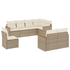 Maison exclusive - salon de jardin avec coussins 8 pcs beige résine tressée