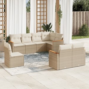 Maison exclusive - salon de jardin avec coussins 8 pcs beige résine tressée