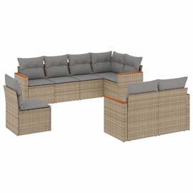 Maison exclusive - salon de jardin avec coussins 8 pcs beige résine tressée