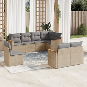 Maison exclusive - salon de jardin avec coussins 8 pcs beige résine tressée