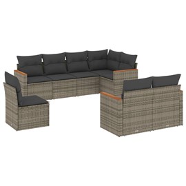 Maison exclusive - salon de jardin 8 pcs avec coussins gris résine tressée