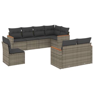 Maison exclusive - salon de jardin 8 pcs avec coussins gris résine tressée