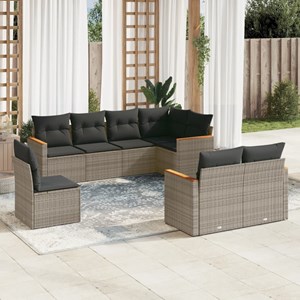 Maison exclusive - salon de jardin 8 pcs avec coussins gris résine tressée