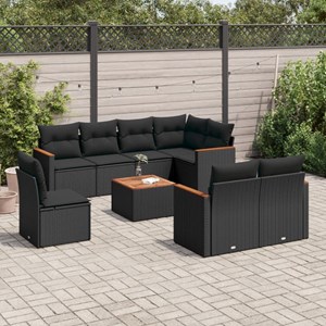Maison exclusive - salon de jardin 9 pcs avec coussins noir résine tressée