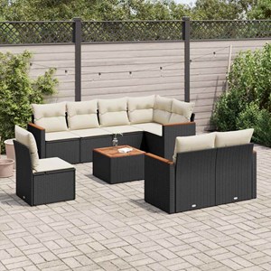 Maison exclusive - salon de jardin 9 pcs avec coussins noir résine tressée