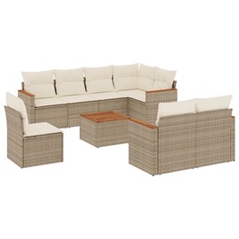Maison exclusive - salon de jardin avec coussins 9 pcs beige résine tressée