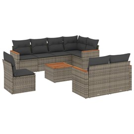 Maison exclusive - salon de jardin 9 pcs avec coussins gris résine tressée