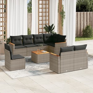Maison exclusive - salon de jardin 9 pcs avec coussins gris résine tressée