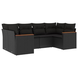 Maison exclusive - salon de jardin 6 pcs avec coussins noir résine tressée