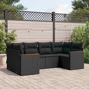 Maison exclusive - salon de jardin 6 pcs avec coussins noir résine tressée