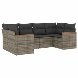 Maison exclusive - salon de jardin 6 pcs avec coussins gris résine tressée