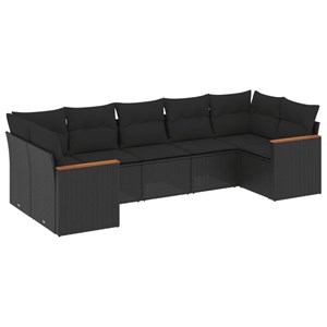Maison exclusive - salon de jardin 7 pcs avec coussins noir résine tressée