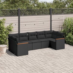 Maison exclusive - salon de jardin 7 pcs avec coussins noir résine tressée