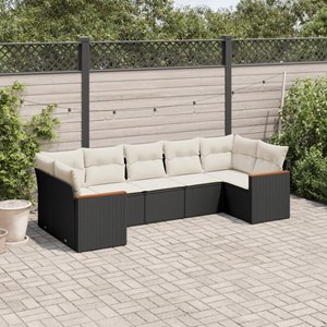 Maison exclusive - salon de jardin 7 pcs avec coussins noir résine tressée