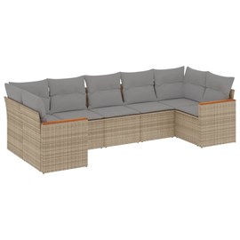 Maison exclusive - salon de jardin avec coussins 7 pcs beige résine tressée