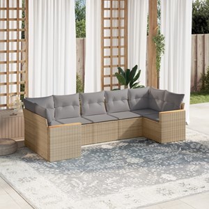 Maison exclusive - salon de jardin avec coussins 7 pcs beige résine tressée