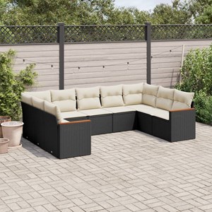 Maison exclusive - salon de jardin 9 pcs avec coussins noir résine tressée