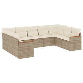 Maison exclusive - salon de jardin avec coussins 9 pcs beige résine tressée