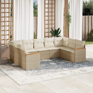 Maison exclusive - salon de jardin avec coussins 9 pcs beige résine tressée