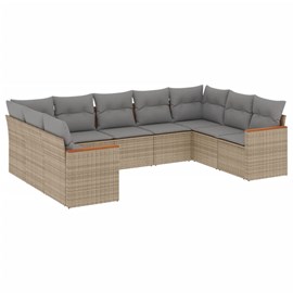 Maison exclusive - salon de jardin avec coussins 9 pcs beige résine tressée
