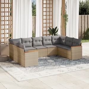 Maison exclusive - salon de jardin avec coussins 9 pcs beige résine tressée