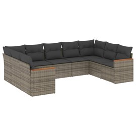 Maison exclusive - salon de jardin 9 pcs avec coussins gris résine tressée