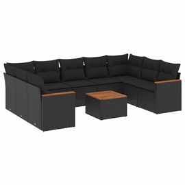 Maison exclusive - salon de jardin 10 pcs avec coussins noir résine tressée