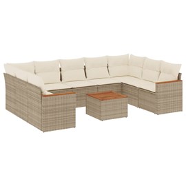 Maison exclusive - salon de jardin avec coussins 10 pcs beige résine tressée