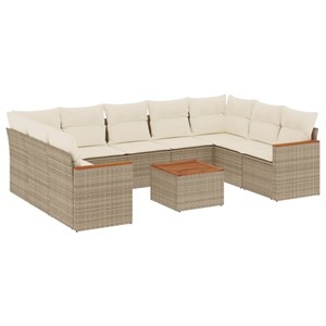 Maison exclusive - salon de jardin avec coussins 10 pcs beige résine tressée